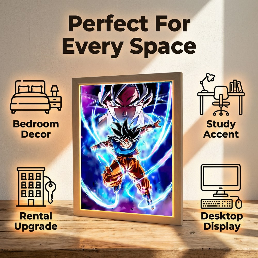 Tech Room Accessories - Anime Maanlamp Goku LED-licht Schilderij Fotolijst