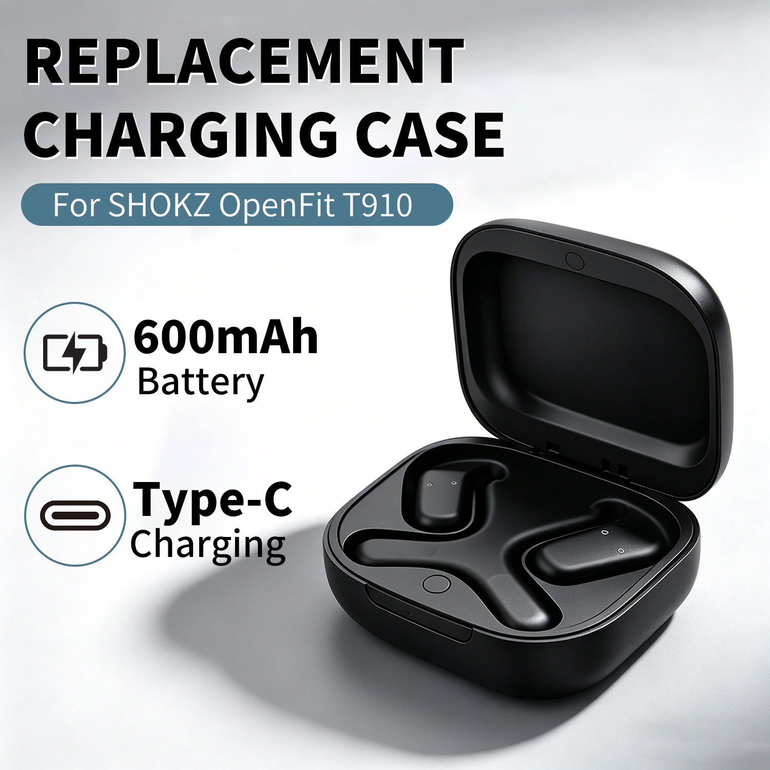Power Bank Wireless - Vervangende oplaadcase voor SHOKZ OpenFit T910