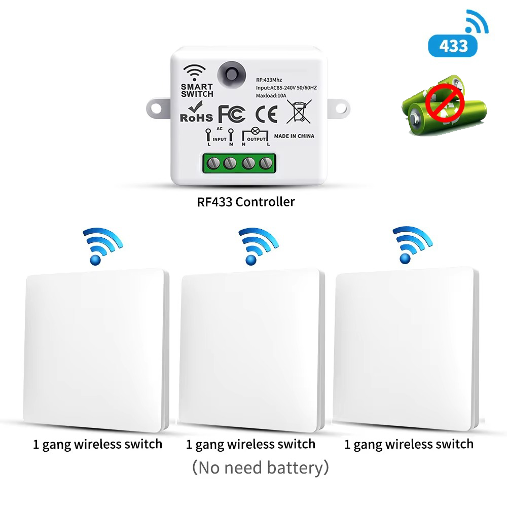 Power Bank Wireless - RF433 Zelfvoorzienende Draadloze Lichtschakelaar, Kinetische Energie